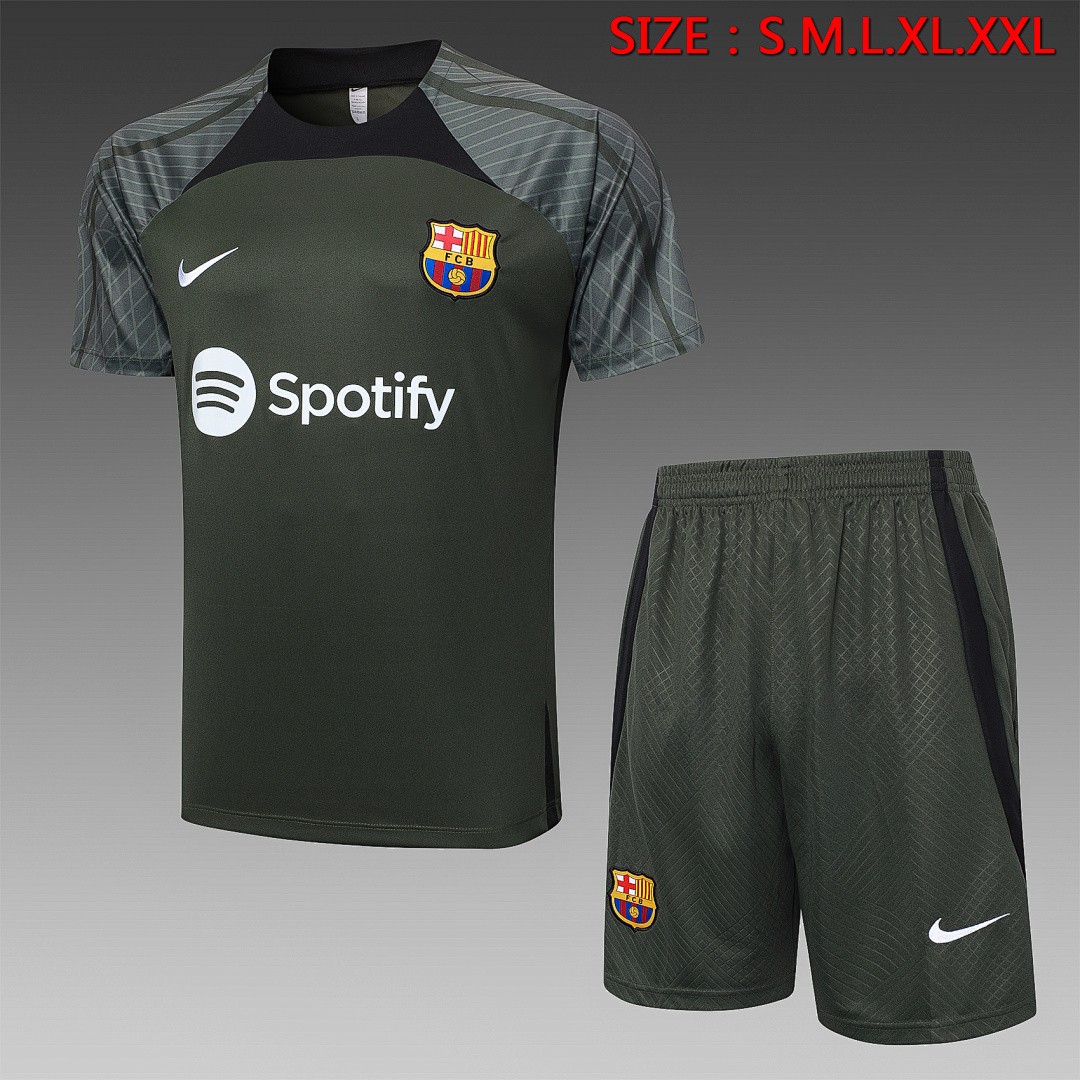 JER-2806_1 Barcelona 23-24 Dark Green Short Sleeve Training Suit - 图片 1