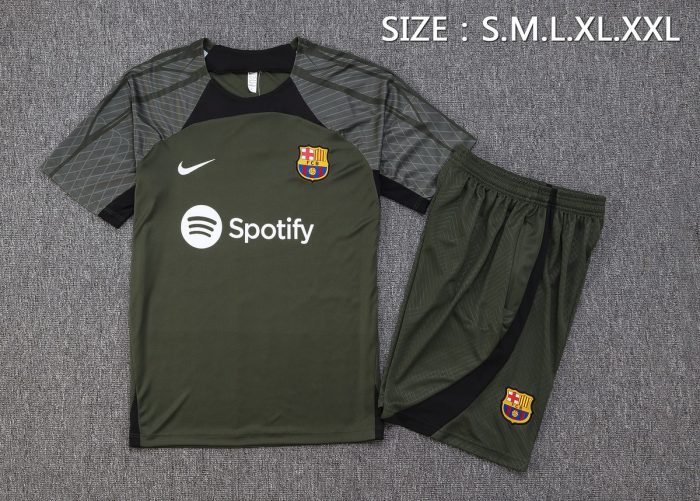 Barcelona 23-24 Dark Green Short Sleeve Training Suit - 图片 2