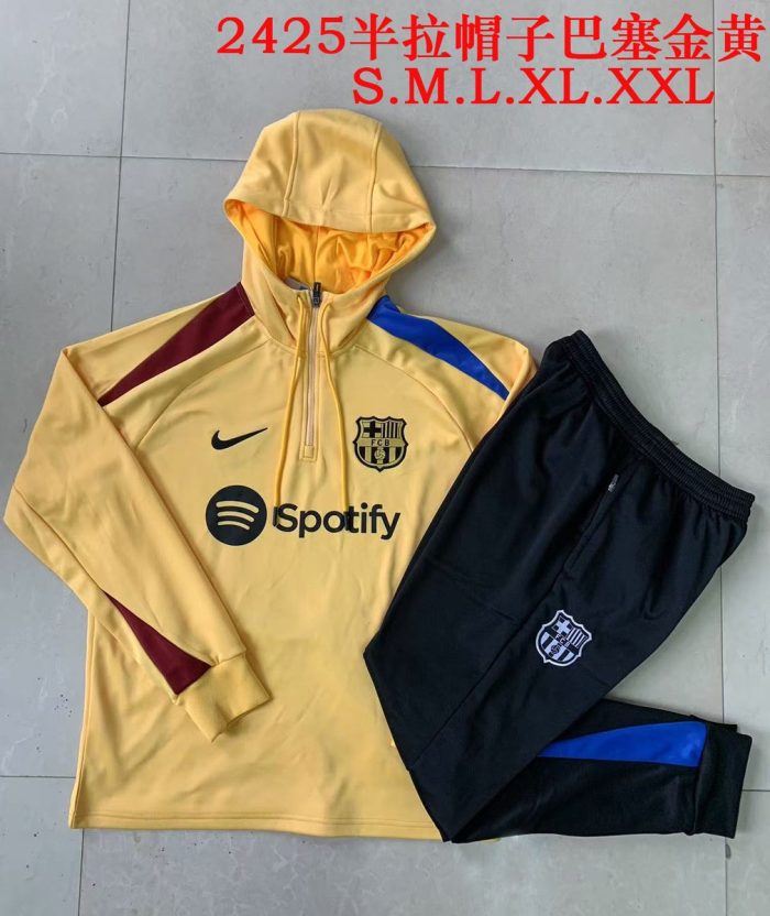 Barcelona 24/25 Half-Zip Hoodie Yellow - 图片 9