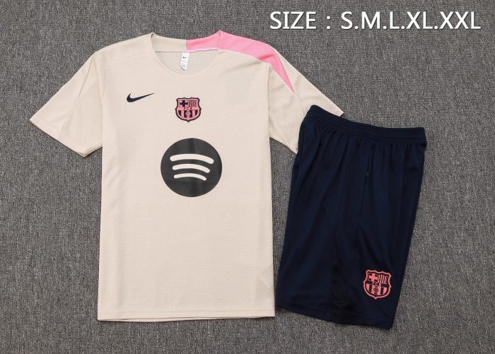 Barcelona Short Sleeve Training Suit in Beige - 图片 2