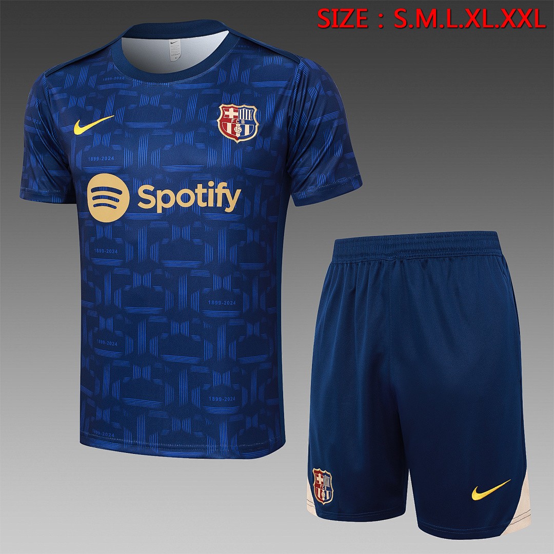 JER-2820_1 Barcelona 24-25 Short Sleeve Training Jersey Blue Splatter - 图片 1