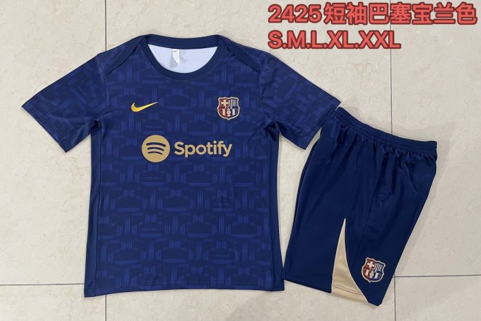 Barcelona 24-25 Short Sleeve Training Jersey Blue Splatter - 图片 9
