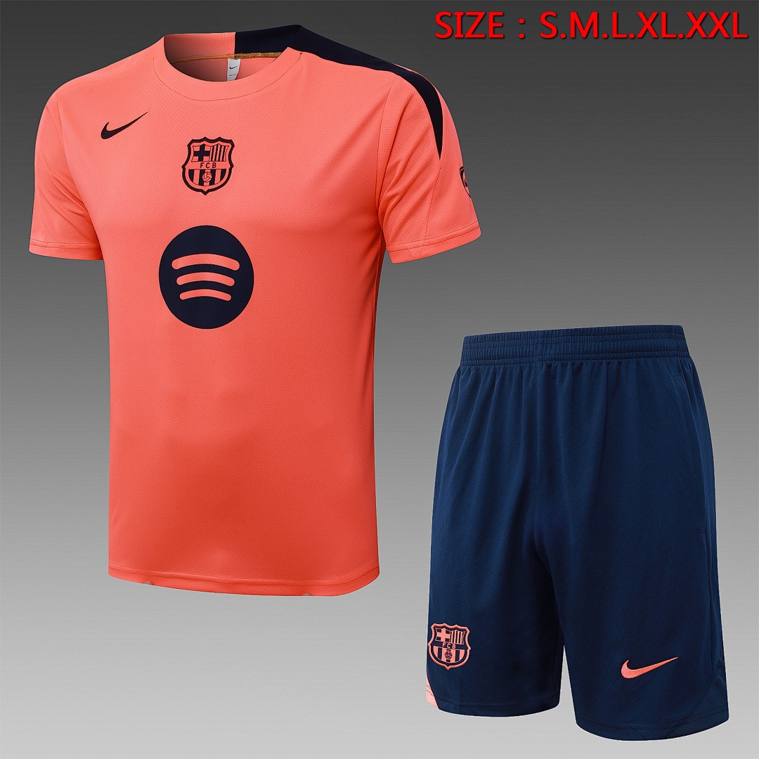 JER-2834_1 Barcelona Fluorescent Orange Short Sleeve Training Suit - 图片 1