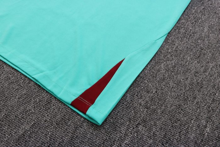 Barcelona 22-23 Green Sleeves Blue Short Sleeve Training Suit (with Pants) - 图片 4