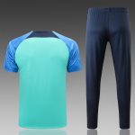 Barcelona 22-23 Green Sleeves Blue Short Sleeve Training Suit (with Pants) - 图片 6