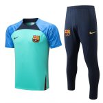 Barcelona 22-23 Green Sleeves Blue Short Sleeve Training Suit (with Pants) - 图片 8