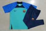 Barcelona 22-23 Green Sleeves Blue Short Sleeve Training Suit (with Pants) - 图片 9