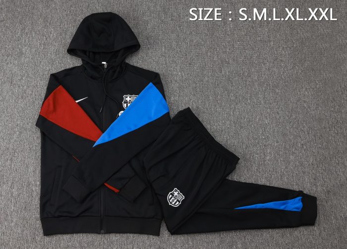 Barcelona 24/25 Long Zip Hoodie Black - 图片 2