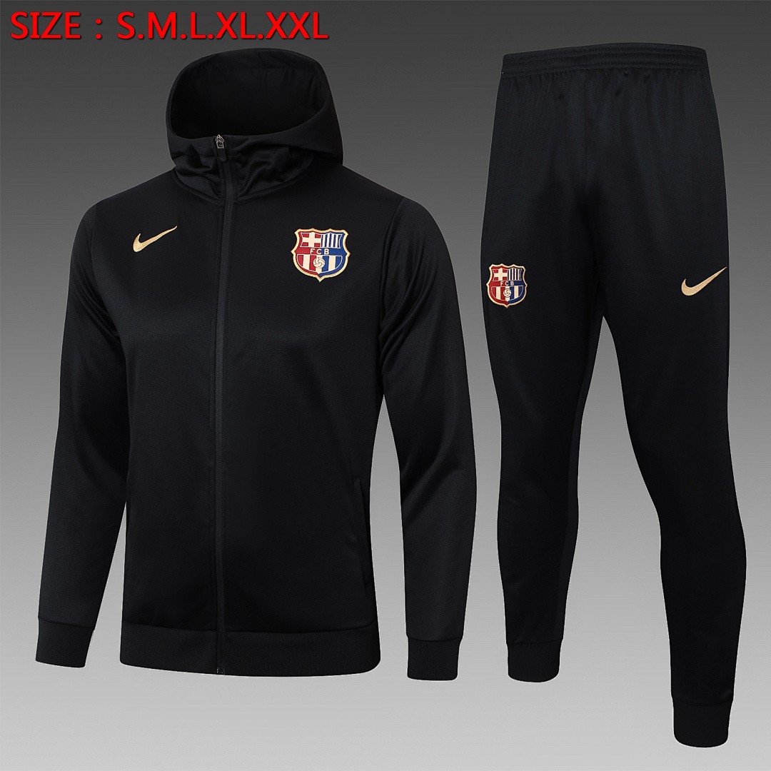 JER-2844_1 Barcelona 24/25 Long Zip Hoodie Black - 图片 1