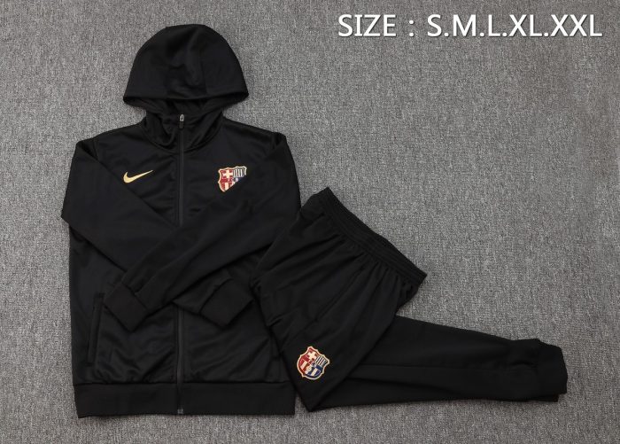 Barcelona 24/25 Long Zip Hoodie Black - 图片 2