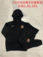 Barcelona 24/25 Long Zip Hoodie Black - 图片 9