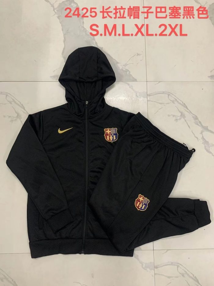Barcelona 24/25 Long Zip Hoodie Black - 图片 9