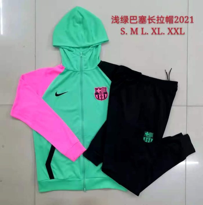 Barcelona 2021 Long Zip Hoodie Light Green - 图片 9