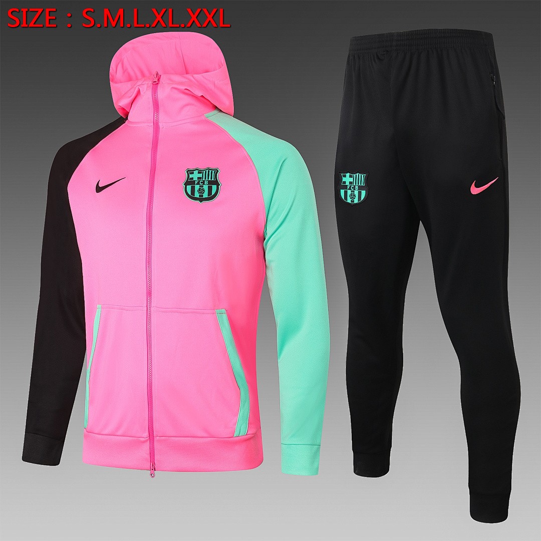 JER-2851_1 Barcelona 2021 Long Zipper Hoodie Pink - 图片 1