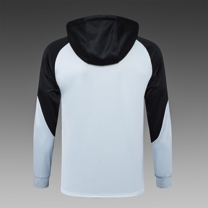 Barcelona 23-24 Half-Zip Hoodie Light Gray (Black Hood) - 图片 8