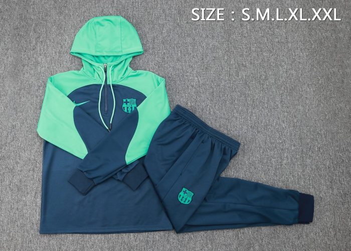 Barcelona 23-24 Half-Zip Jacket Blue Sleeves Green - 图片 2