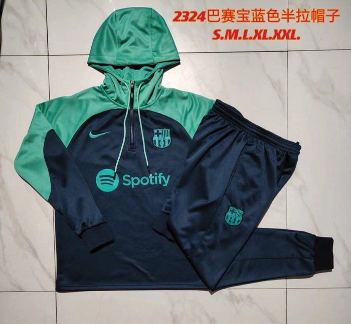 Barcelona 23-24 Half-Zip Jacket Blue Sleeves Green - 图片 9