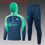 Barcelona 23-24 Half-Zip Jacket Kids Blue with Green Sleeves