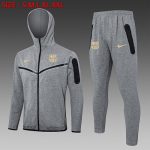 Barcelona 24/25 Long Zip Hoodie in Ash Grey (Earth Yellow Logo)