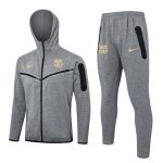 Barcelona 24/25 Long Zip Hoodie in Ash Grey (Earth Yellow Logo) - 图片 2