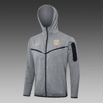 Barcelona 24/25 Long Zip Hoodie in Ash Grey (Earth Yellow Logo) - 图片 4