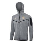 Barcelona 24/25 Long Zip Hoodie in Ash Grey (Earth Yellow Logo) - 图片 5