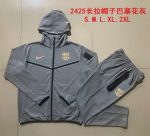 Barcelona 24/25 Long Zip Hoodie in Ash Grey (Earth Yellow Logo) - 图片 9