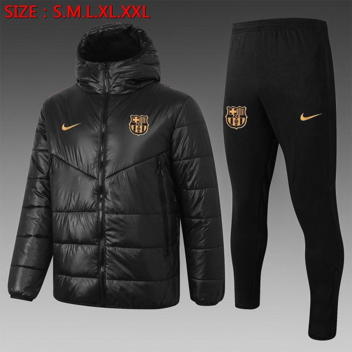 2021 Barcelona Black Cotton Jacket (Gold Label) - 图片 2