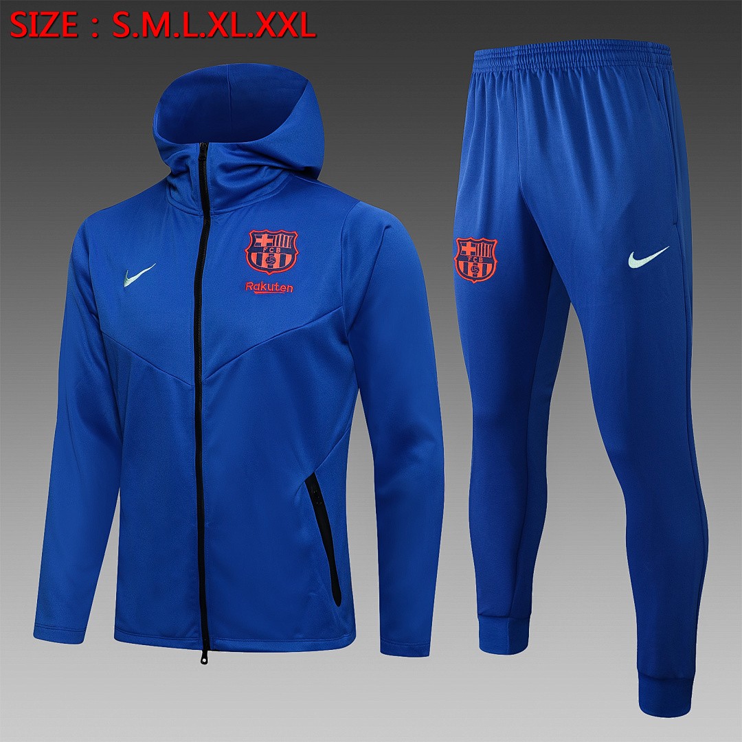 JER-2864_1 Barcelona 21/22 Long Zip Jacket with Hood S-2XL - 图片 1