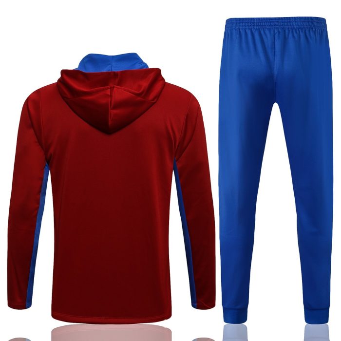 Barcelona 21-22 Long Zip Hoodie Maroon - 图片 8