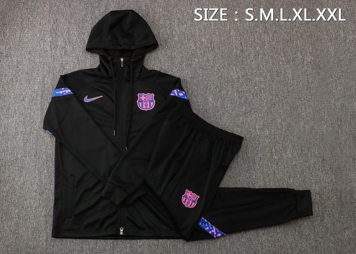 Barcelona 21/22 Long Zip Jacket Black (Colorful Badge) - 图片 2
