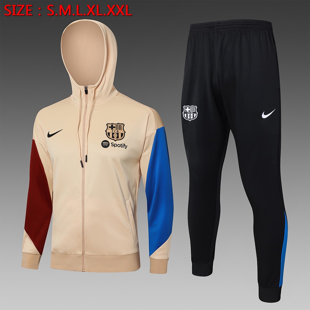 JER-2870_1 Barcelona 24/25 Long Zip Hoodie Yellow - 图片 1