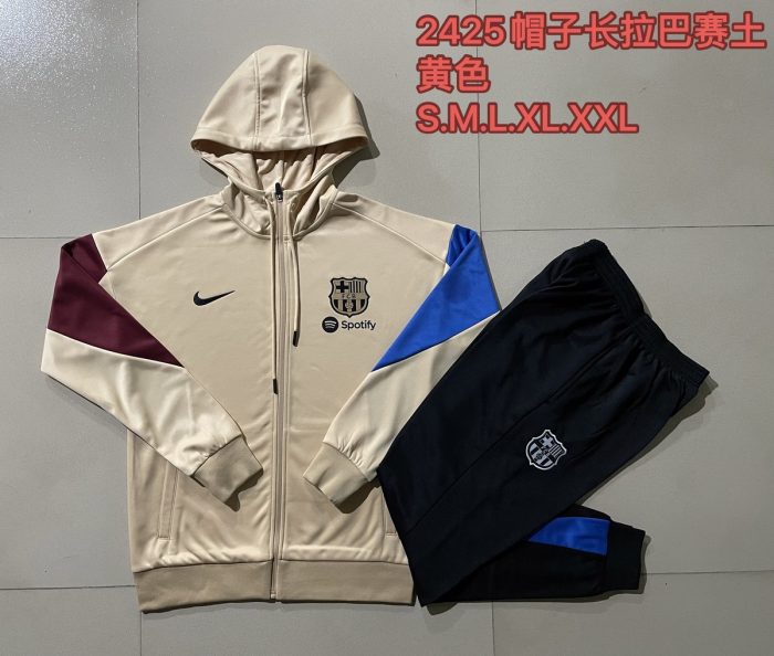 Barcelona 24/25 Long Zip Hoodie Yellow - 图片 9