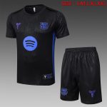 Barcelona Black Short Sleeve Training Suit (Stamped Version)