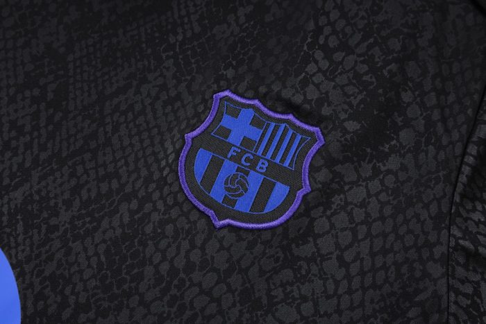 Barcelona Black Short Sleeve Training Suit (Stamped Version) - 图片 6