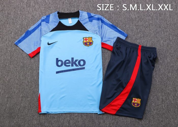 Barcelona 22-23 Blue Short Sleeve Training Set with 5-Inch Shorts - 图片 8