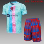 Barcelona 23-24 Light Green Splatter Short Sleeve Training Set with 5-Inch Shorts