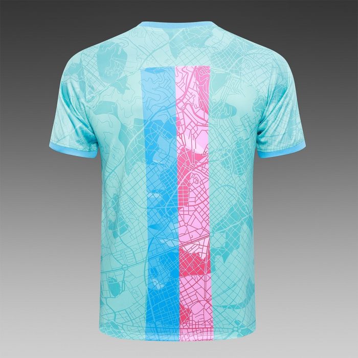 Barcelona 23-24 Light Green Splatter Short Sleeve Training Set with 5-Inch Shorts - 图片 8