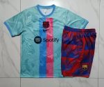 Barcelona 23-24 Light Green Splatter Short Sleeve Training Set with 5-Inch Shorts - 图片 9