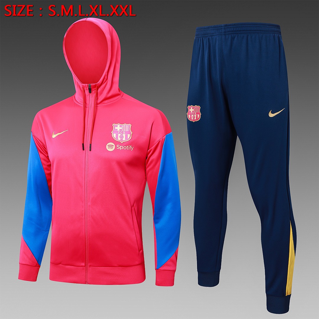 JER-2883_1 Barcelona 24-25 Long Zip Hoodie Red - 图片 1