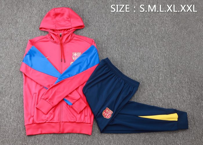 Barcelona 24-25 Long Zip Hoodie Red - 图片 2