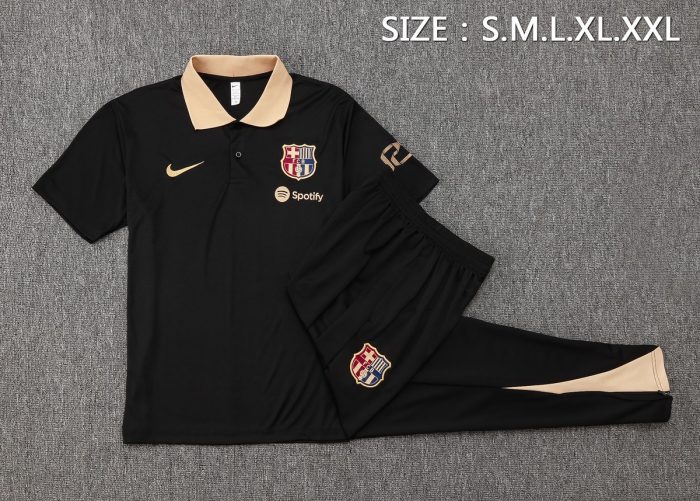Barcelona 24-25 Polo Shirt Black with Yellow Collar - 图片 2