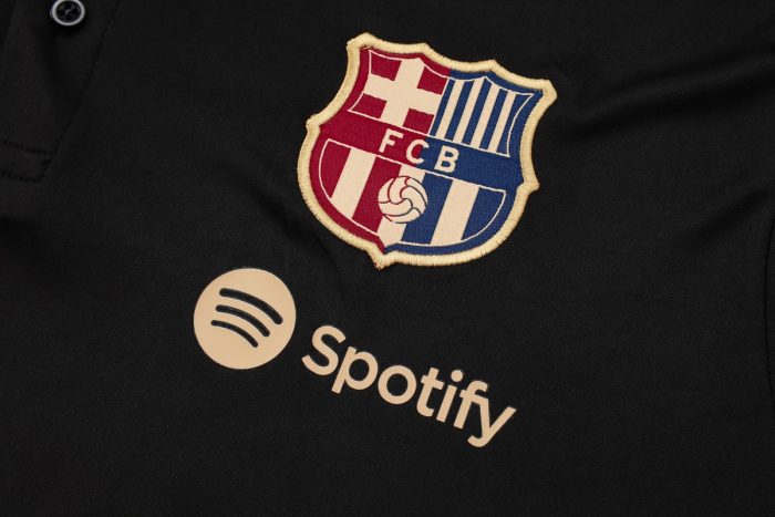 Barcelona 24-25 Polo Shirt Black with Yellow Collar - 图片 5