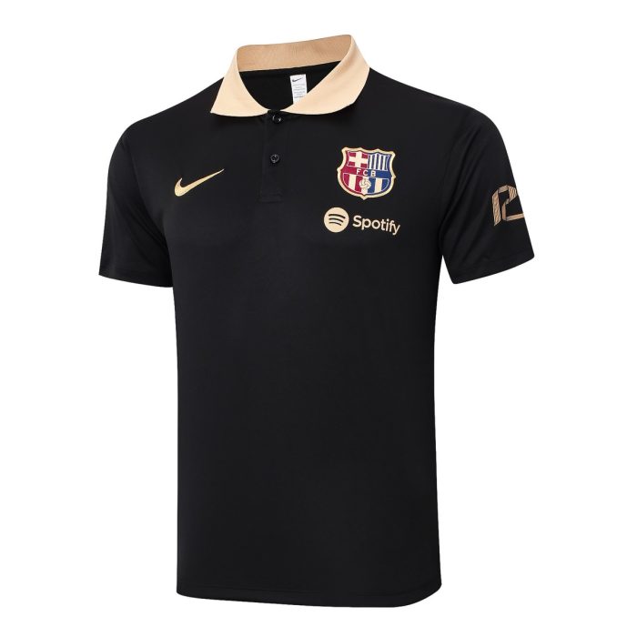 Barcelona 24-25 Polo Shirt Black with Yellow Collar - 图片 8