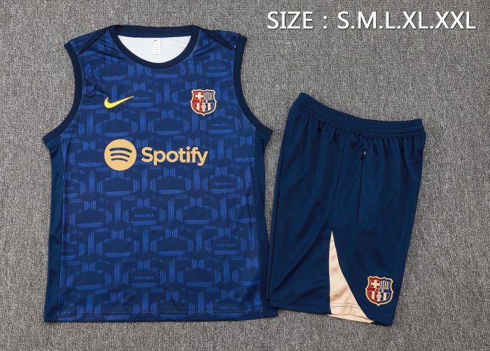 Barcelona 24/25 Vest in Royal Blue with Yellow Nike Logo - 图片 2