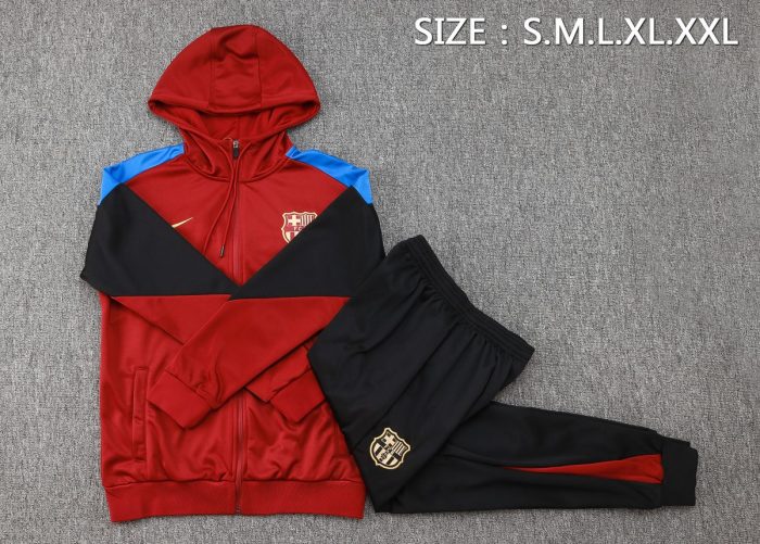 Barcelona 24/25 Long Zip Hoodie in Maroon - 图片 2
