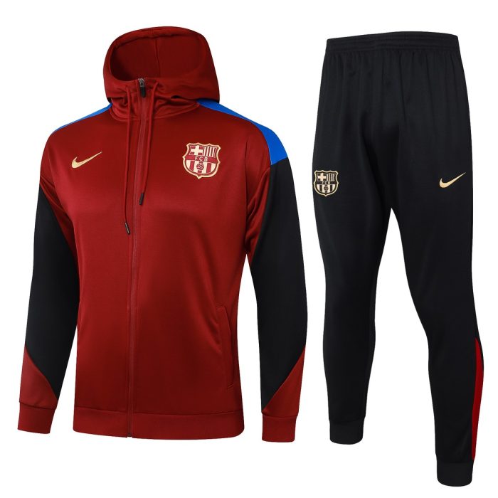 Barcelona 24/25 Long Zip Hoodie in Maroon - 图片 8