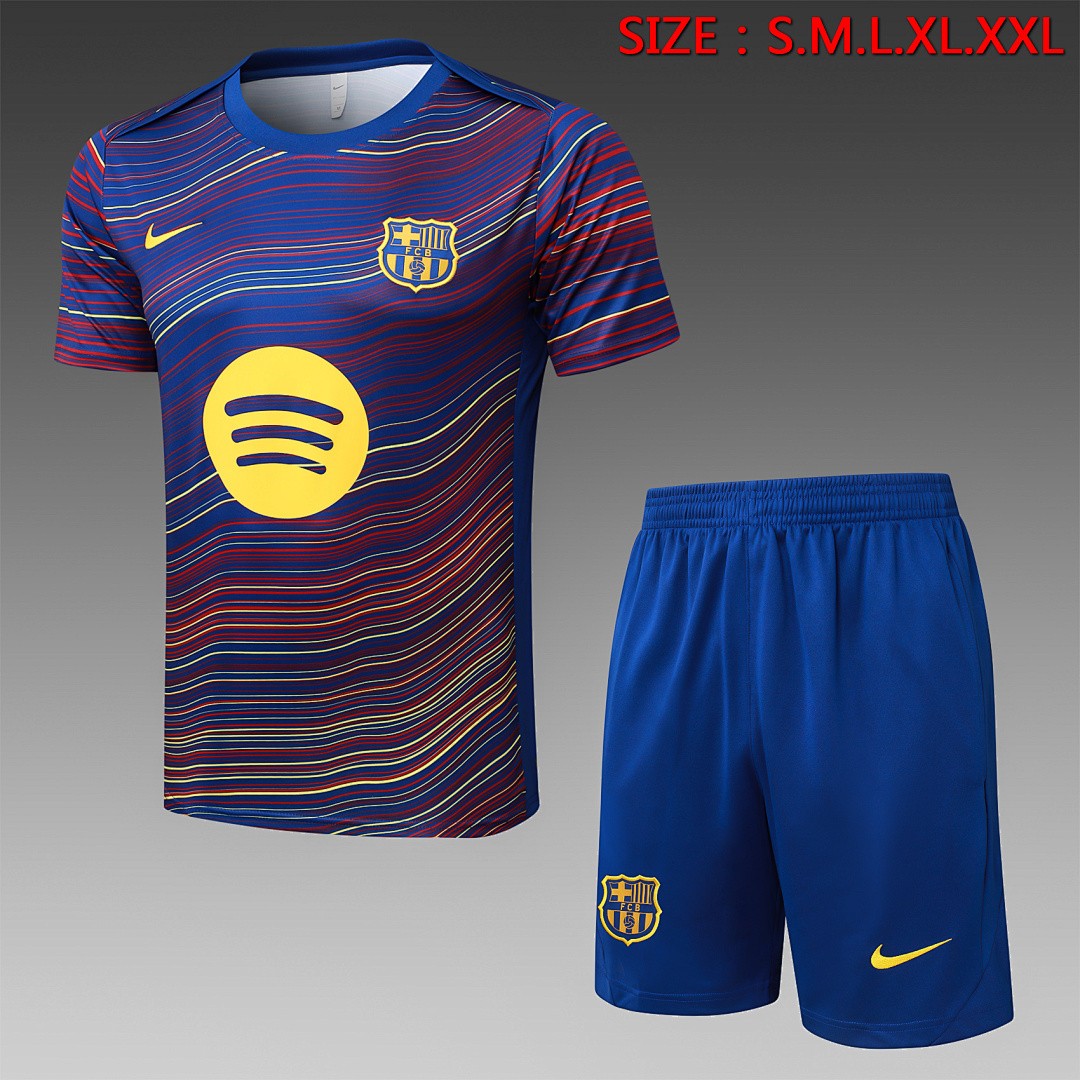 JER-2891_1 Barcelona Short Sleeve Training Shirt (Diagonal Stripe Print) - 图片 1