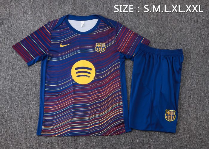 Barcelona Short Sleeve Training Shirt (Diagonal Stripe Print) - 图片 2