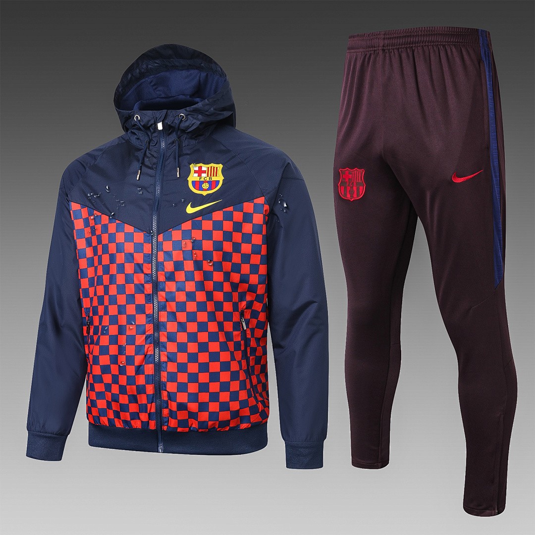 JER-2893_1 Barcelona 19-20 Red Checkered Windbreaker S-2XL - 图片 1